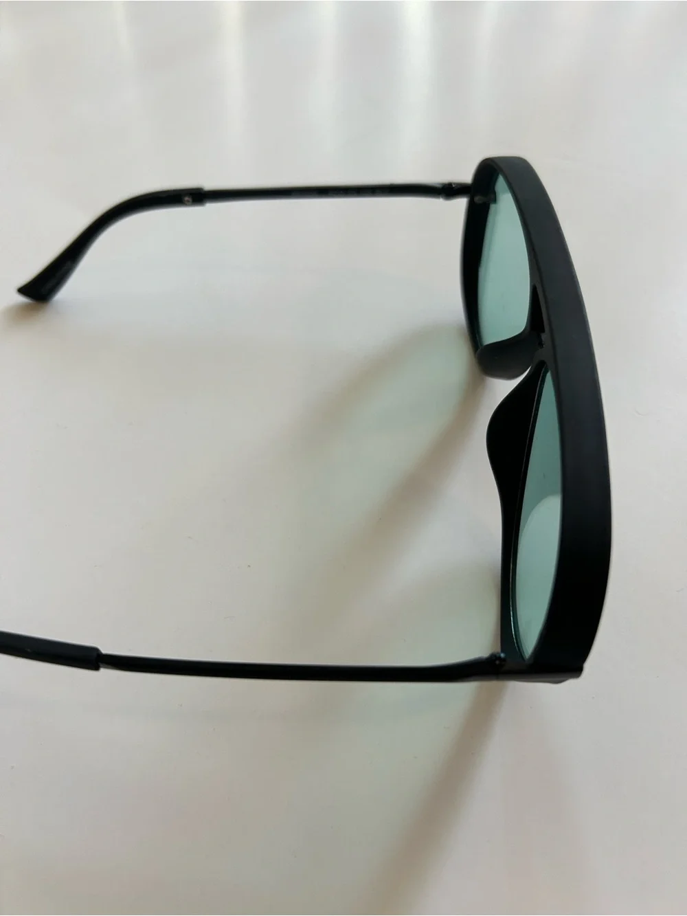 Frye and Co Aviator Sunglasses matter black light teal lens